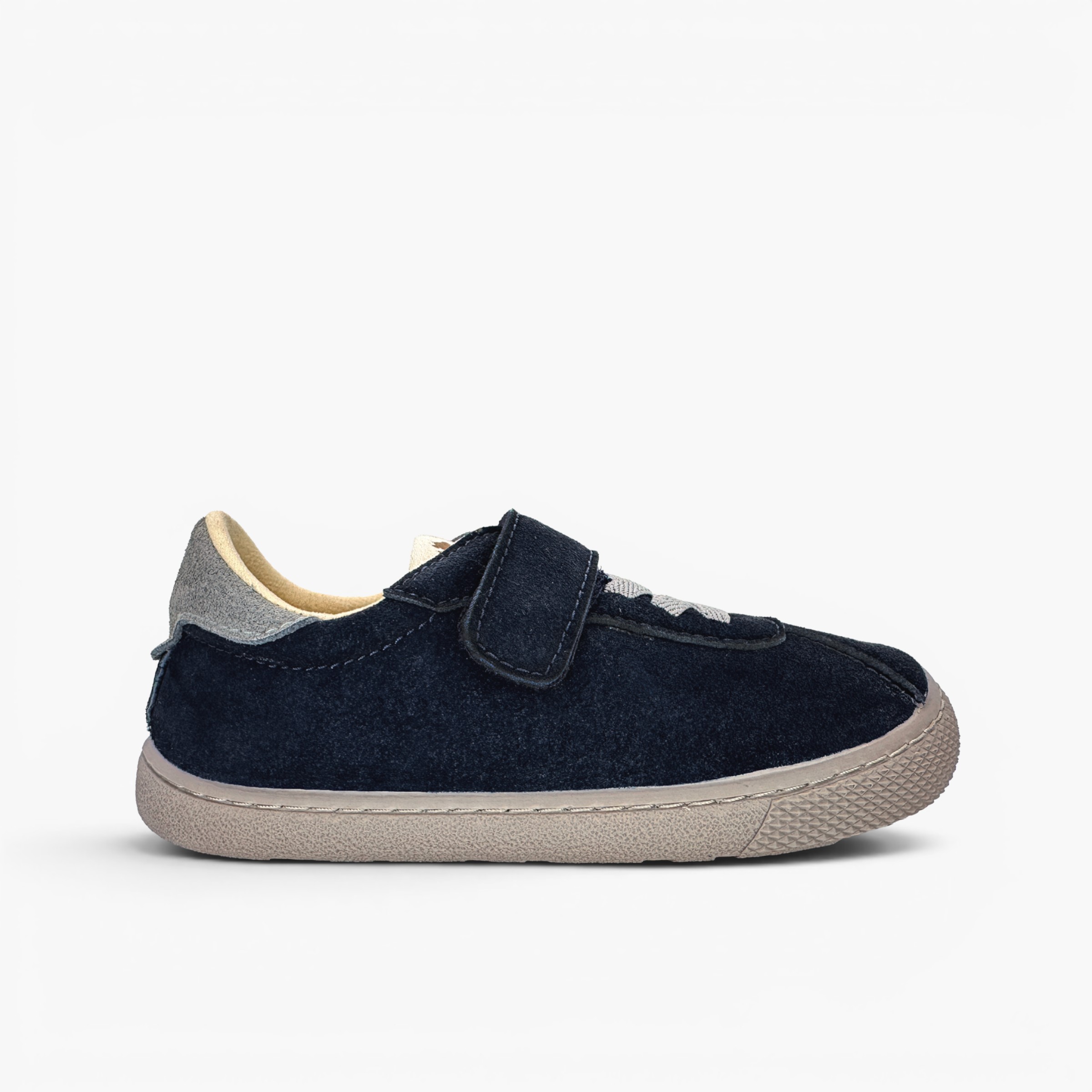 Baskets barefoot suède fermeture combinée Bleu Marine