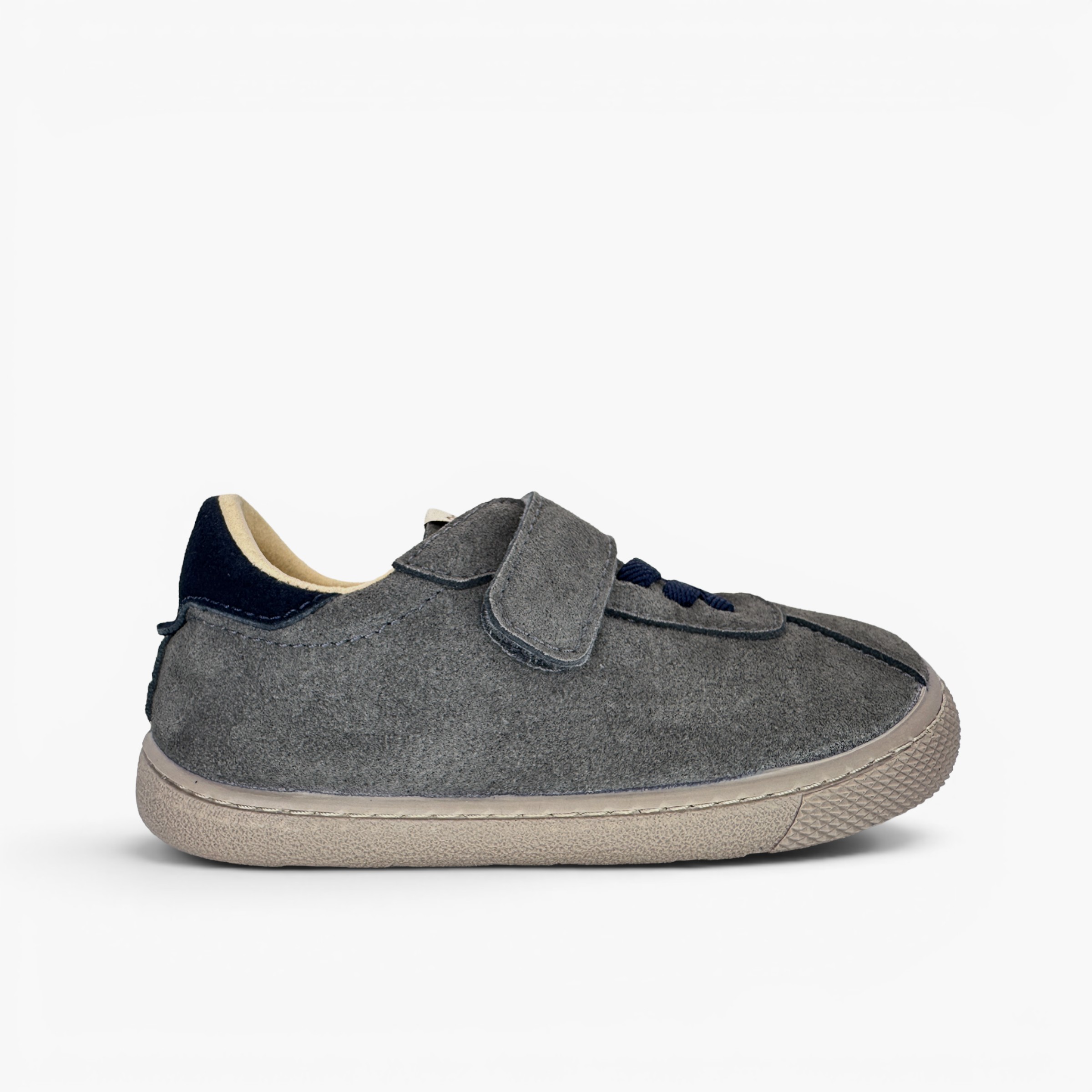 Baskets barefoot suède fermeture combinée Gris