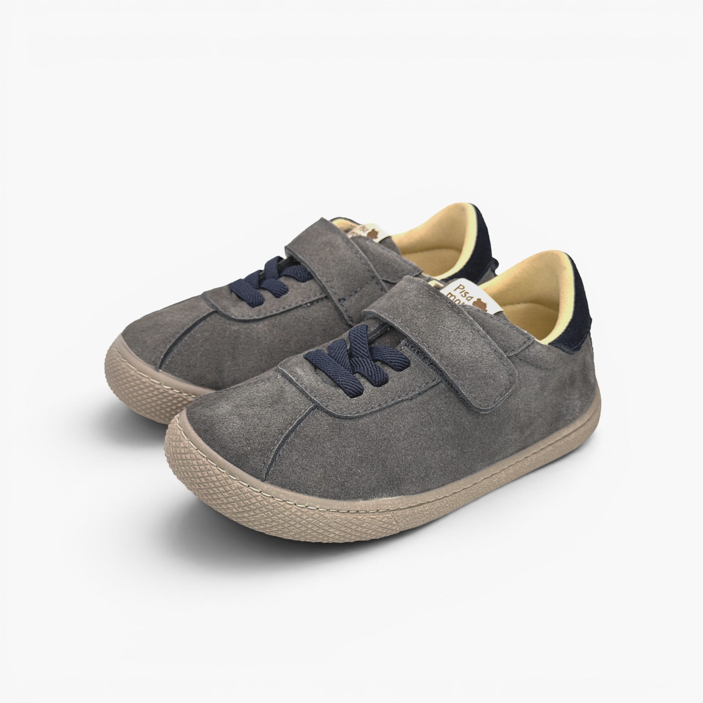 Baskets barefoot suède fermeture combinée Gris
