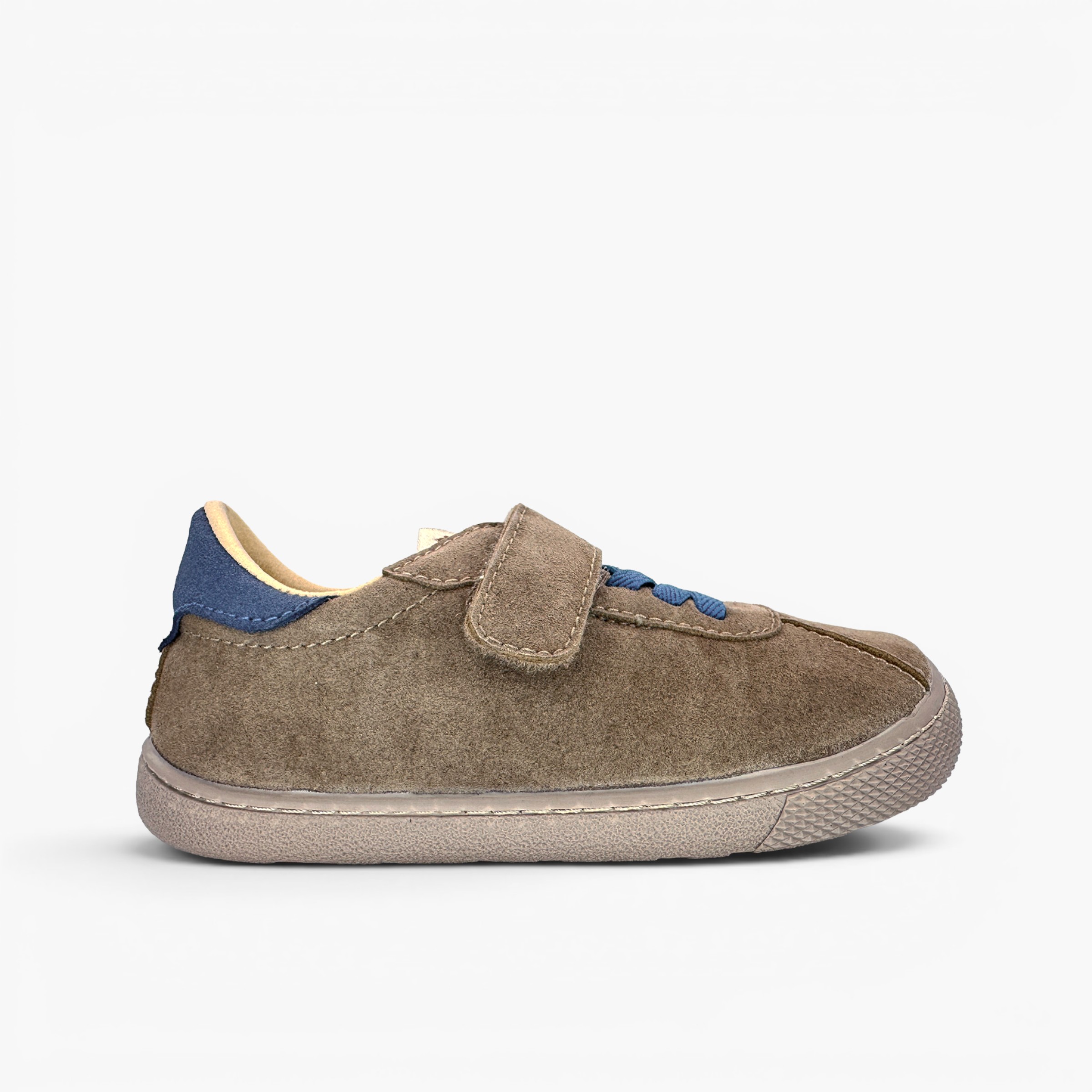 Baskets barefoot suède fermeture combinée Taupe