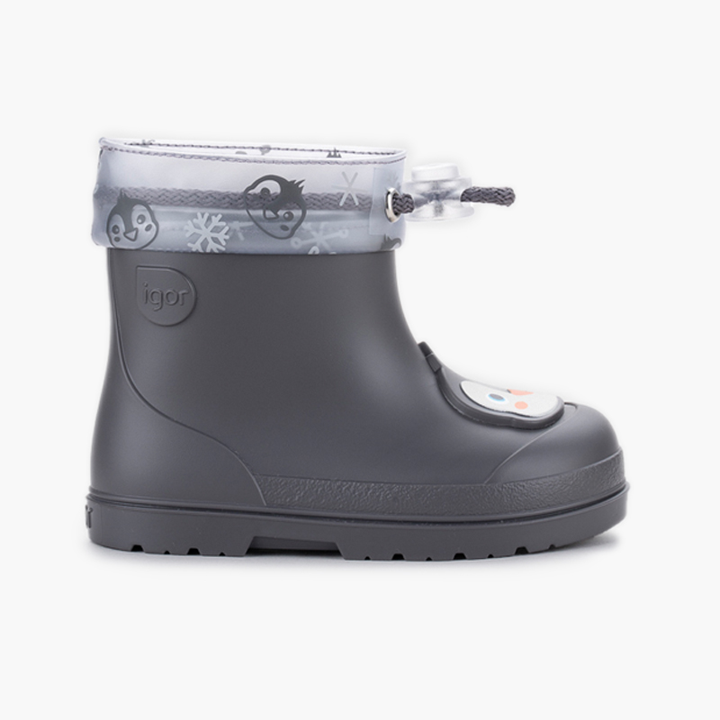 Bottines de pluie barefoot ajustables animaux Anthracite