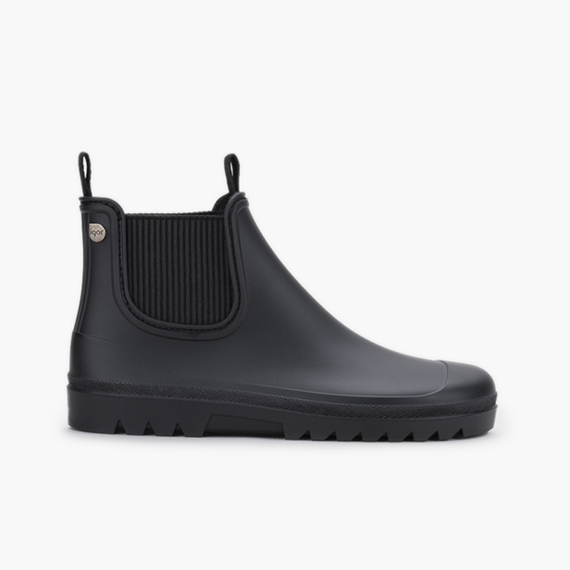 Bottines de pluie Chelsea barefoot femme Noir