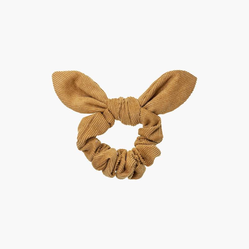 Scrunchie coletero micropana glitter con lazo Mostaza