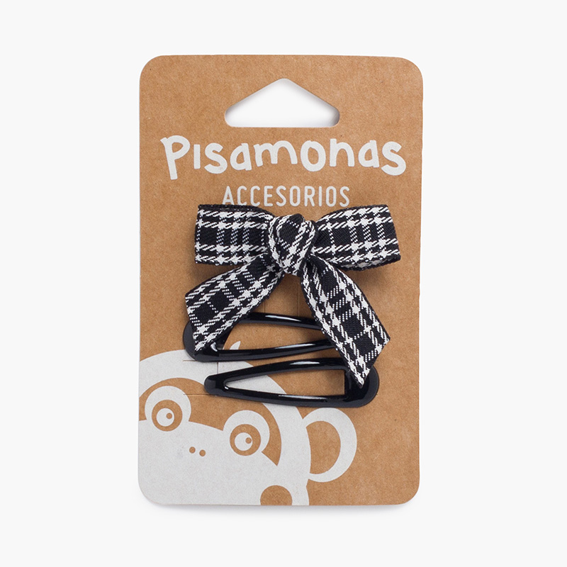 Pack horquillas y lazo pico pato tartán Negro