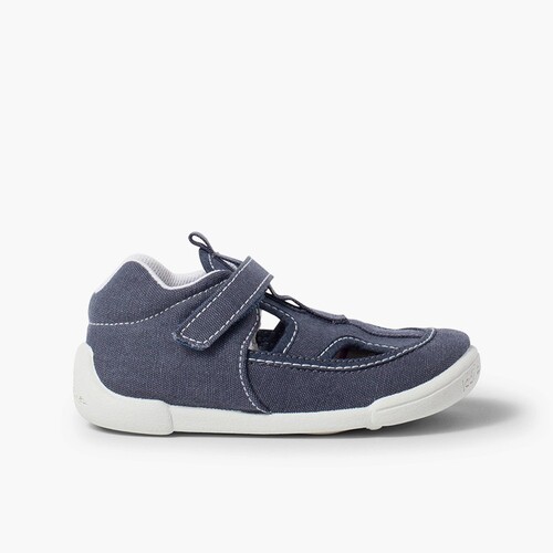Sandalias Lona Niño con Tira Adherente Azul Marino