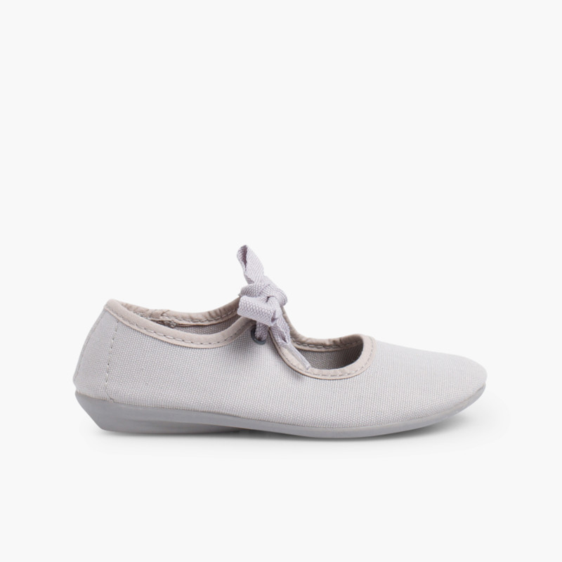 Merceditas Norteñas de Tela con Lazo Gris Merceditas Norteñas de Tela con Lazo Gris