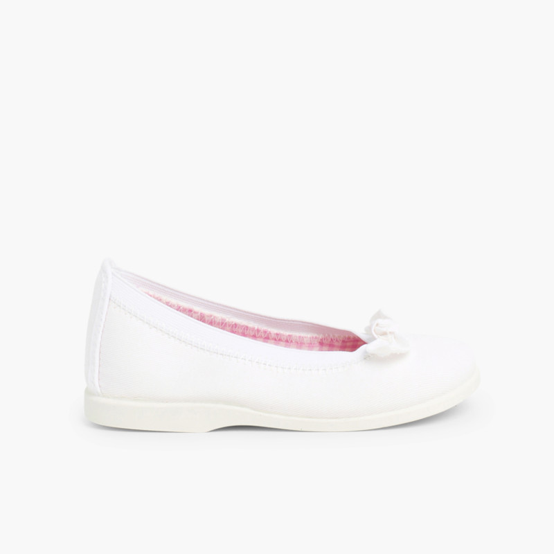 Ballerines pour Fille Premiers Pas avec Ruban et Elastique Blanc