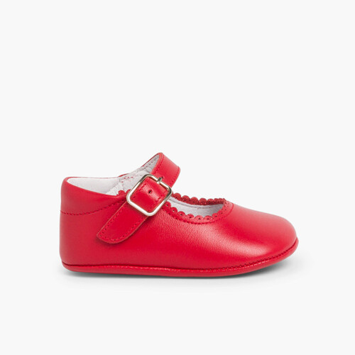 Badanitas Mercedita Bebé Piel Hebilla Rojo