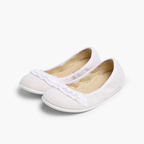 Bailarina Lino con Puntilla Blanco