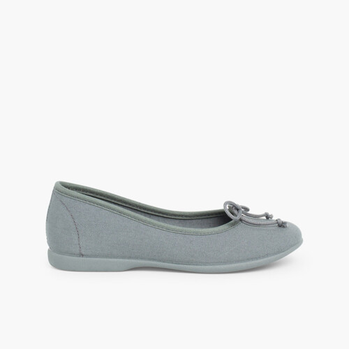 Bailarinas Niña Manoletina Tela Lacito Gris