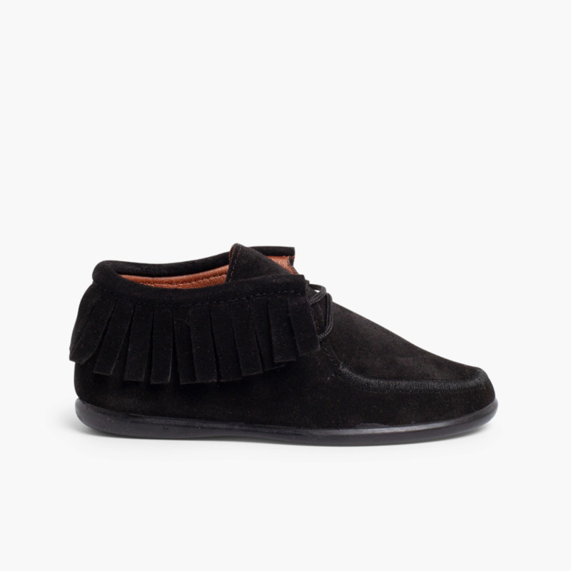 Botines de Flecos para Niños y Mujer Negro