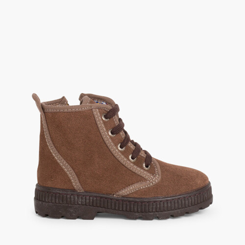 Botas Niños Serraje Aviador con Cremallera Marrón