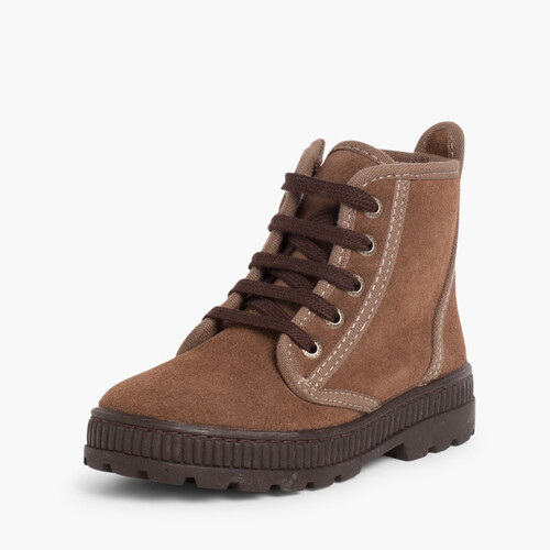 Botas Niños Serraje Aviador con Cremallera Marrón