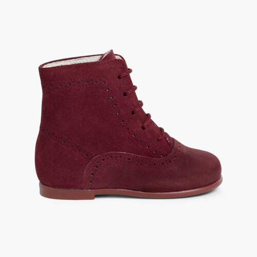 Botas Pascualas para Niñas Serraje Burdeos