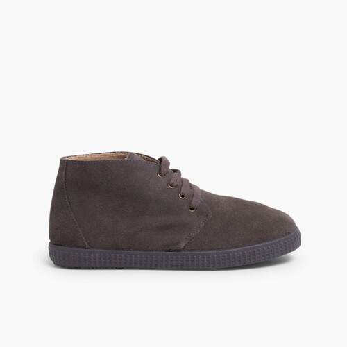 Botas de Pelo Interior con Cordones Gris