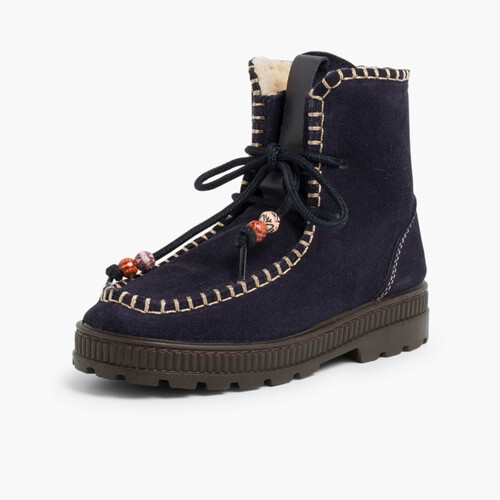 Botas de serraje con adornos y forro invierno Azul Marino