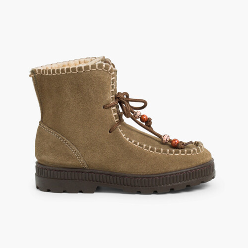 Botas de serraje con adornos y forro invierno Kaki