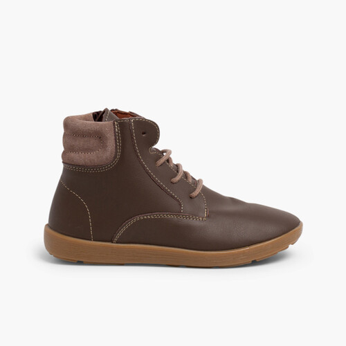 Botines Cremallera Piel Lavable Niño Marrón