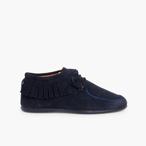Botines de Flecos para Niños y Mujer Azul Marino