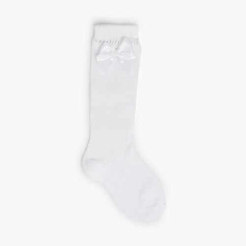 Calcetines Altos Condor Perlé con Lazo Blanco