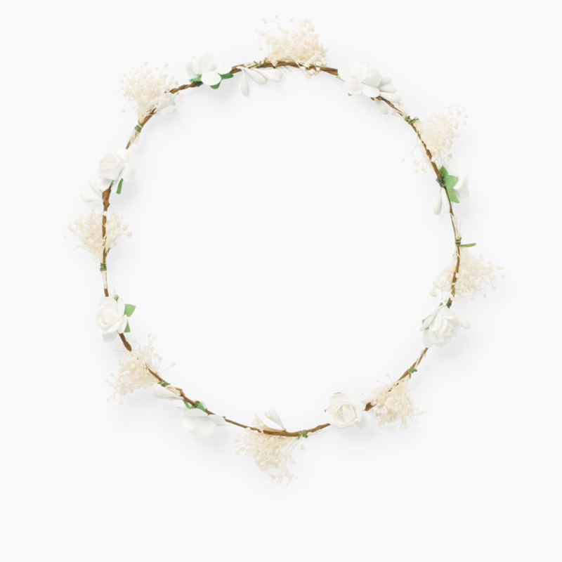 Corona sencilla flores y gypsophila Blanco
