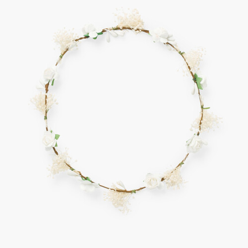 Corona sencilla flores y gypsophila Blanco