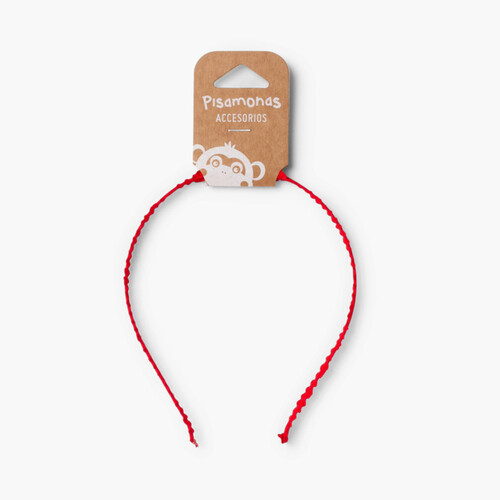 Diadema Rígida Tela Fruncida Rojo