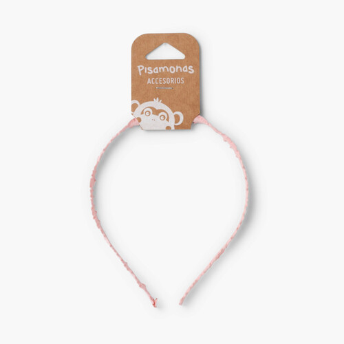 Diadema Rígida Tela Fruncida Rosa Francia