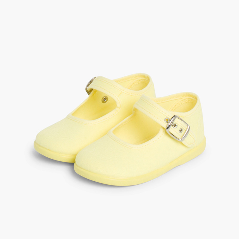 Merceditas Niña Tela Hebilla Amarillo Limón