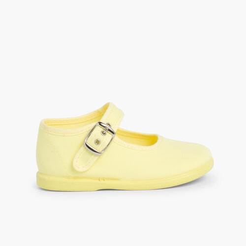 Merceditas Niña Tela Hebilla Amarillo Limón