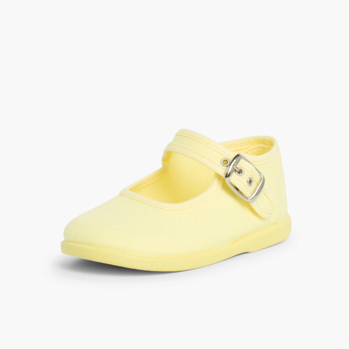 Merceditas Niña Tela Hebilla Amarillo Limón