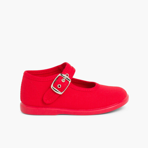 Merceditas Niña Tela Hebilla Rojo