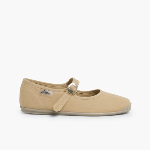 Merceditas Niña Tela La Cadena Beige