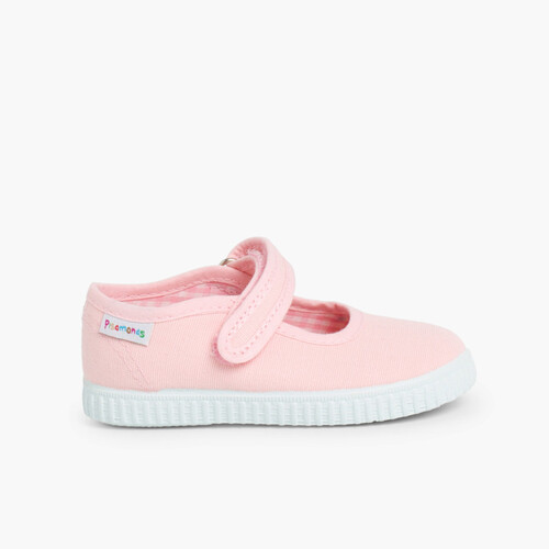 Merceditas Niña tira adherente    Suela tipo Zapatillas Rosa