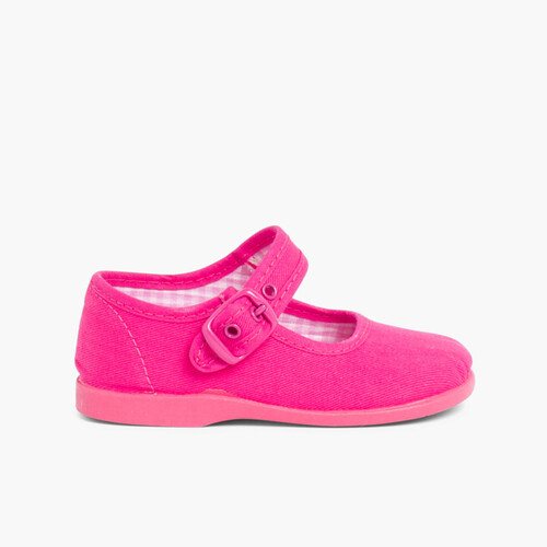Merceditas de Lona para Niñas Fucsia