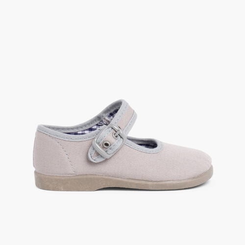 Merceditas de Lona para Niñas Gris