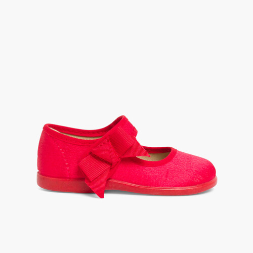 Merceditas de Raso Niña tira adherente    Rojo