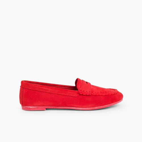 Mocasin de Serraje Antifaz Norteñas Rojo