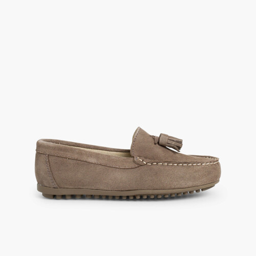 Mocasines Niño Serraje con Borlas Gris