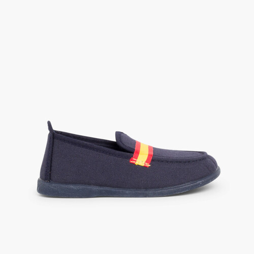 Mocasines Niño Tela Bandera tallas altas Azul Marino