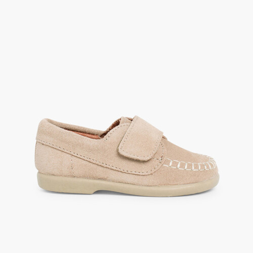 Mocasines Niños Serraje tira adherente    Beige