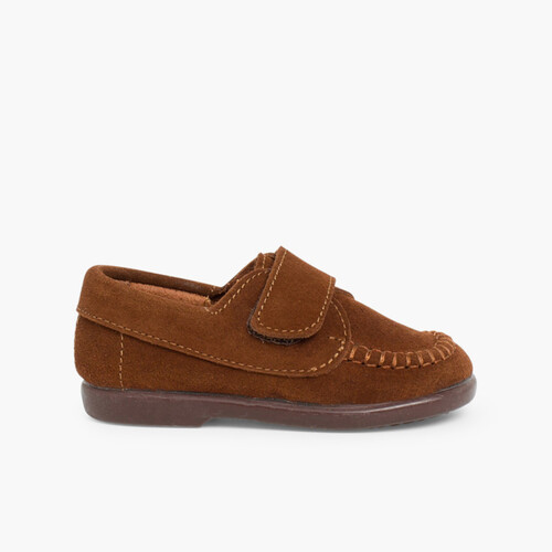 Mocasines Niños Serraje tira adherente    Camel
