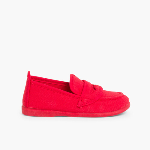 Mocasines Niños Tela lisos Rojo