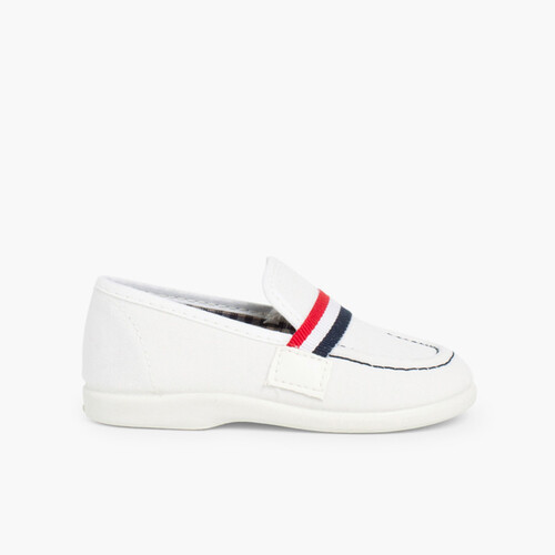 Mocasines Tela Niños Bandera Blanco