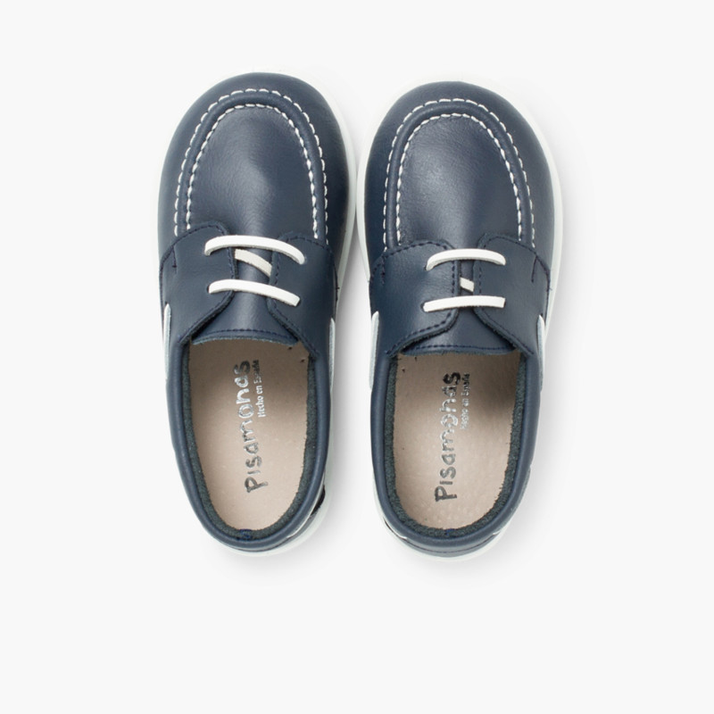 Náuticos niños de piel lavable con suela antideslizante