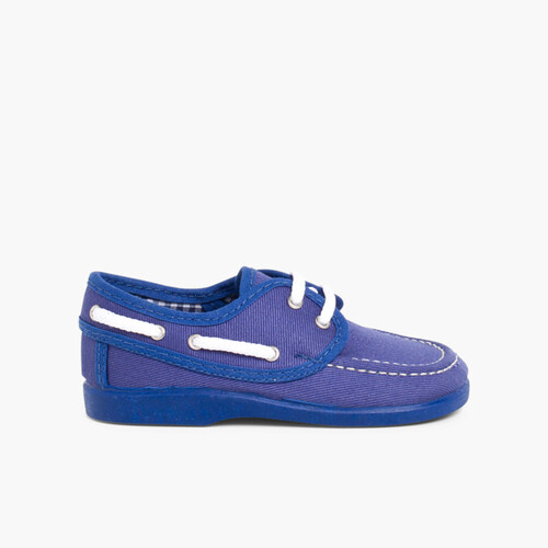 Náuticos Tela Cordones Niño Azulón