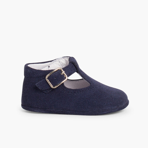 Pepitos Zapatos Bebé Serraje Hebilla Azul Marino