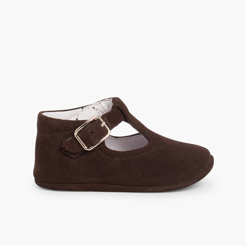 Pepitos Zapatos Bebé Serraje Hebilla Marrón