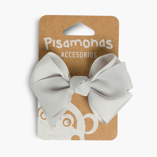 Pinza de Pelo Niñas Lazo Grande Gris Claro