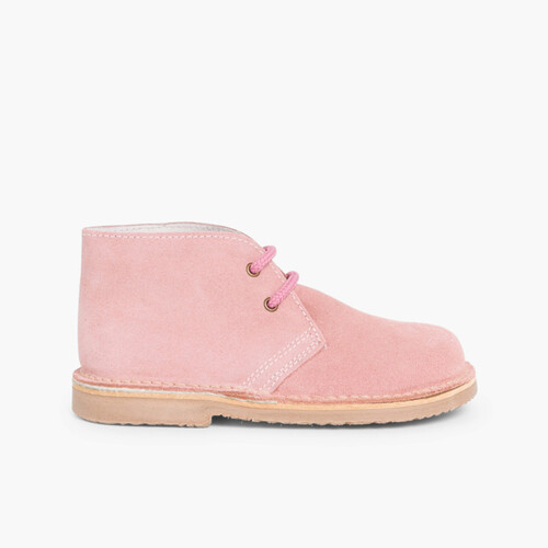 Pisacacas Niños Botas Safari Cordones Rosa Palo